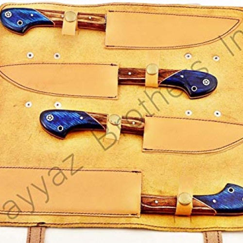 Hand Forged Custom Made Damascus Steel Kitchen Knives Set / Chef K...