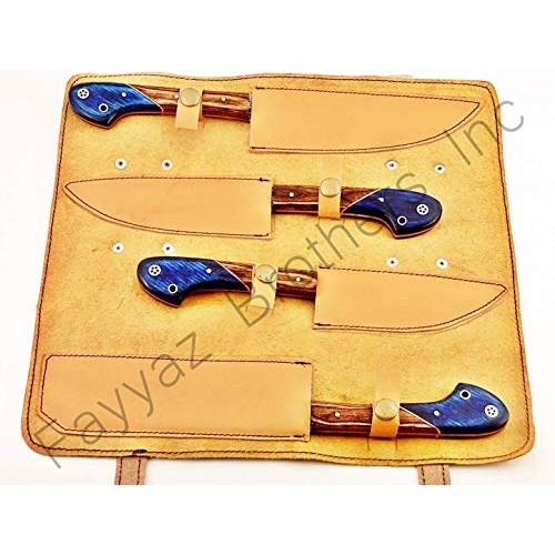 Hand Forged Custom Made Damascus Steel Kitchen Knives Set / Chef K...