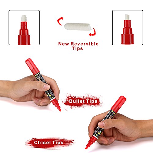 Liquid Chalk Markers 8 Pack Neon Chalk Pens Non-Toxic Erasable Dus...