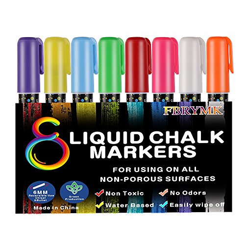 Liquid Chalk Markers 8 Pack Neon Chalk Pens Non-Toxic Erasable Dus...