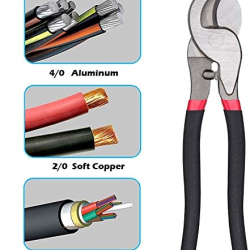FBve Cable Cutter High Leverage Curve Jaw, 10 inch Heavy Duty Wire...