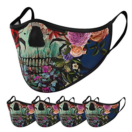 5 pcs Fashion Face Covering Reusable Washable Cotton Breathable Fa...