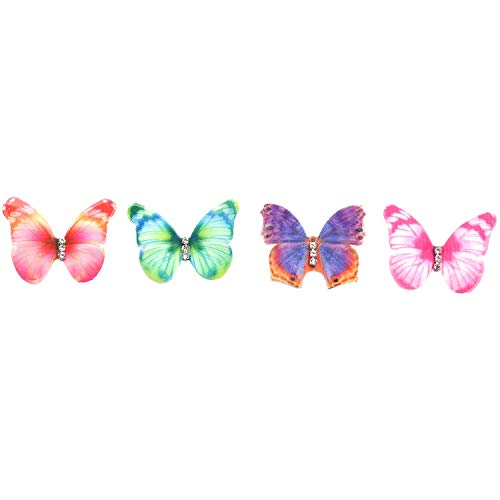 FDSF 50Pcs Gradient Color Organza Fabric Butterfly Appliques 38Mm ...