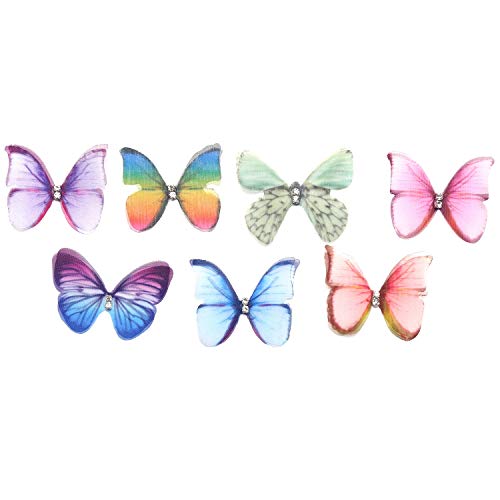 FDSF 50Pcs Gradient Color Organza Fabric Butterfly Appliques 38Mm ...