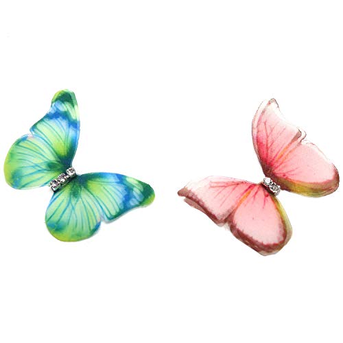 FDSF 50Pcs Gradient Color Organza Fabric Butterfly Appliques 38Mm ...