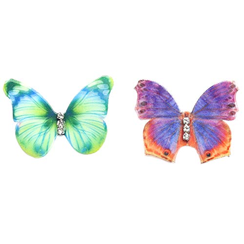 FDSF 50Pcs Gradient Color Organza Fabric Butterfly Appliques 38Mm ...