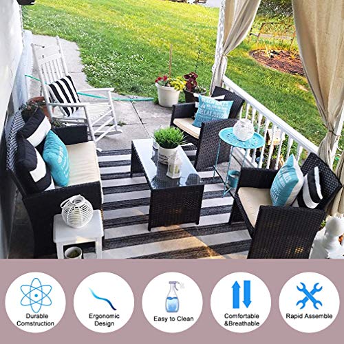 FDW 4 Pieces Outdoor Patio Furniture Sets Rattan Chair Patio Set W...