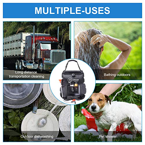 FeChiX Upgraded Camping Shower Bag Solar Shower 5 Gallons/20L Summ...