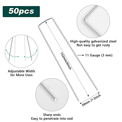 FEED GARDEN Galvanized Landscape Staples 6 Inch 50 Pack 11 Gauge A...