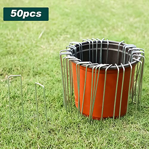 FEED GARDEN Galvanized Landscape Staples 6 Inch 50 Pack 11 Gauge A...