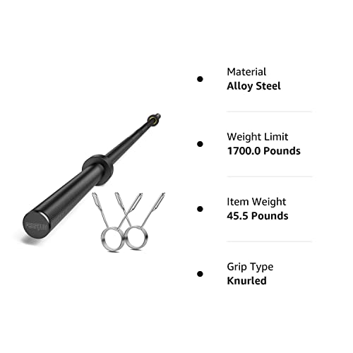FEIERDUN 7FT Olympic Barbell, 1700LBS Strength Training Bar for We...