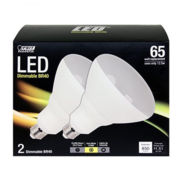 Feit BR40/DM/LEDG3/2 Br40 LED Light, Fully Dimmable, 2-Pack
