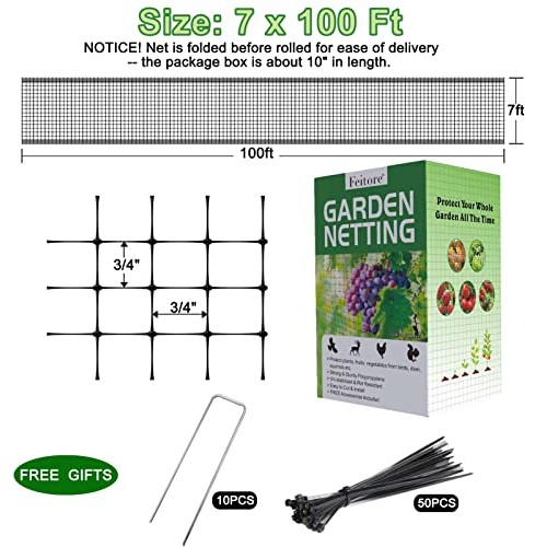 Feitore Deer Fence Netting, 7 x 100 Feet Bird Netting Anti Bird De...