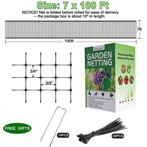 Feitore Deer Fence Netting, 7 x 100 Feet Bird Netting Anti Bird De...