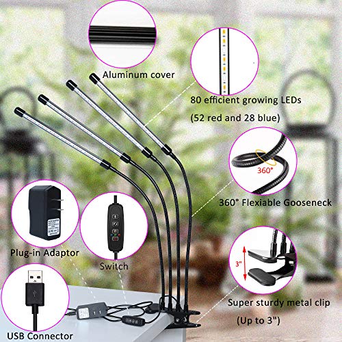 Felibeaco Plant Grow Light Indoor ,4 Head LED Growing Lamp for Ind...