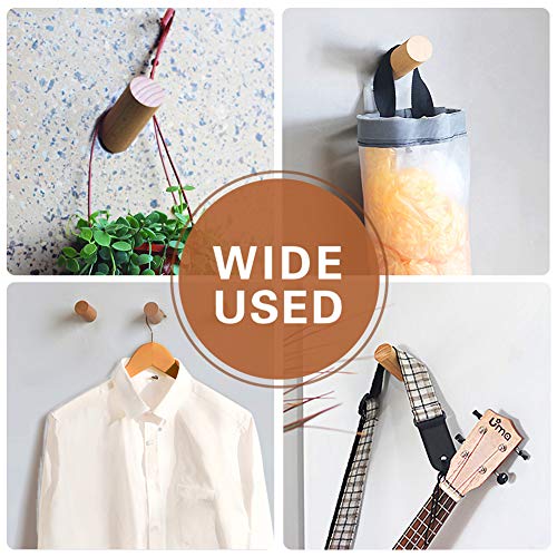 Felidio Wood Wall Hooks, 4 Pack Coat Hooks Wall Mounted Rustic Woo...