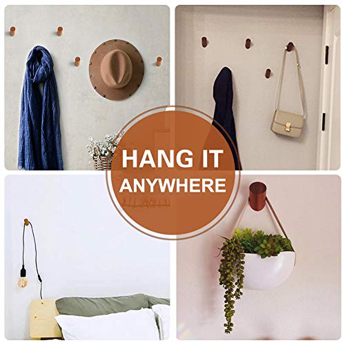 Felidio Wood Wall Hooks, 4 Pack Coat Hooks Wall Mounted Rustic Woo...