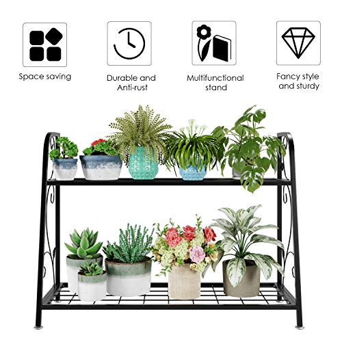 femor 2-Tier Metal Plant Stand, Flower Rack, Plant Holder, Multi-F...