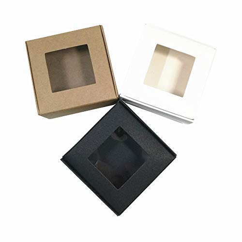 FERENLI 20Pcs Kraft Paper Window Boxes Clear Plastic Gift Wrapping...