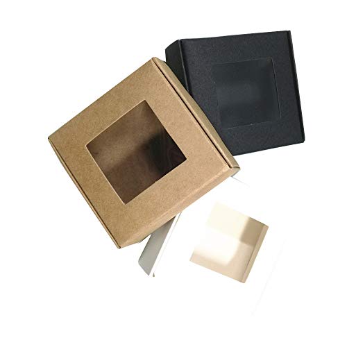 FERENLI 20Pcs Kraft Paper Window Boxes Clear Plastic Gift Wrapping...