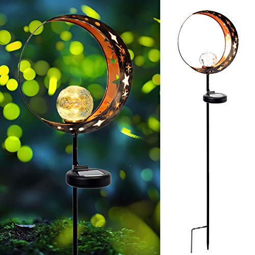 FERTGO Garden Solar Light Outdoor Decorative, Moon Decor, Crackle ...