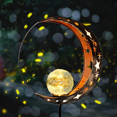 FERTGO Garden Solar Light Outdoor Decorative, Moon Decor, Crackle ...