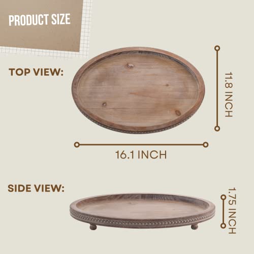 FESTWIND Decorative Tray, Oval Wooden Tray for Coffee Table Kitche...