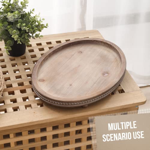 FESTWIND Decorative Tray, Oval Wooden Tray for Coffee Table Kitche...