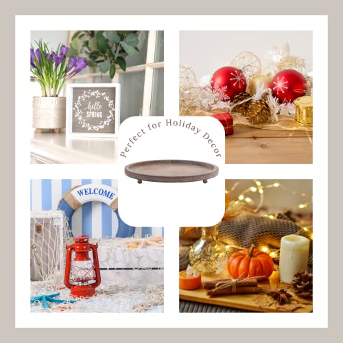 FESTWIND Decorative Tray, Oval Wooden Tray for Coffee Table Kitche...