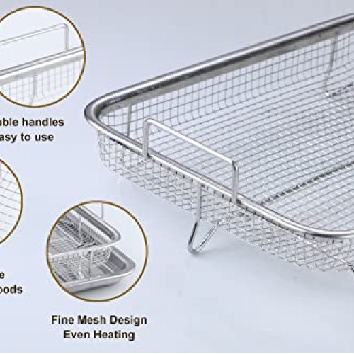 FESTZON Oven Basket and Tray Set Stainless Steel Air Fryer Basket ...