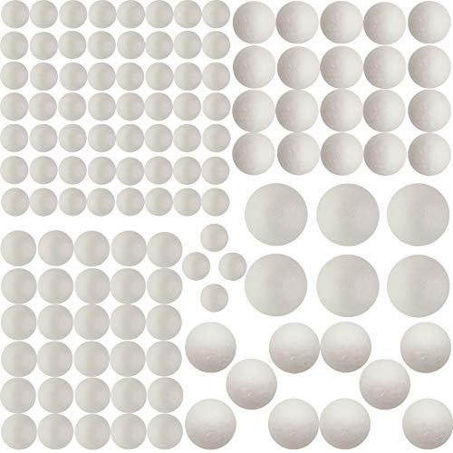 126 Pack Craft Foam Balls, 5 Sizes Including 1-2.4 Inches, Polysty...