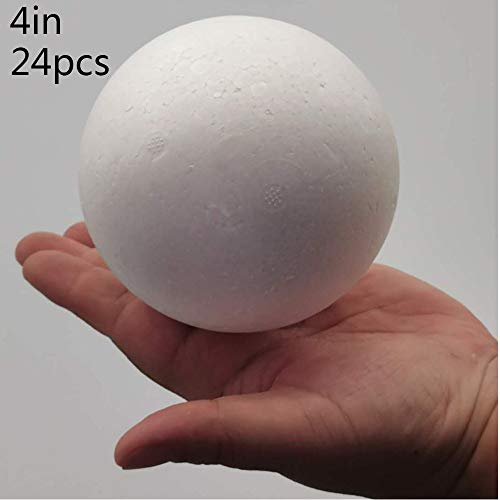 FFchuanhe 4 inch 24pcs Foam Ball. White Polystyrene Smooth Round B...