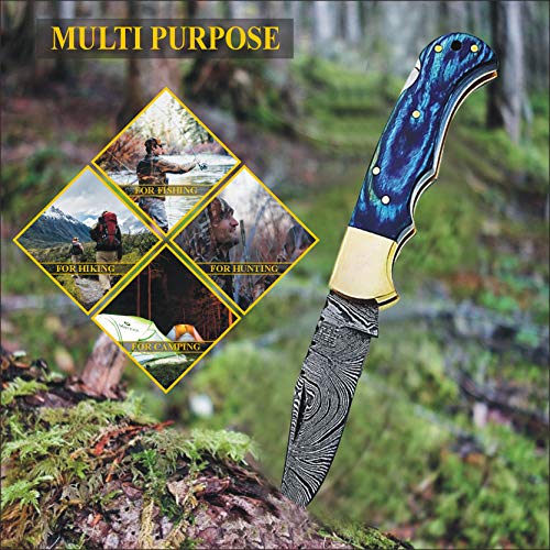 6.5 Inch Handmade Damascus Pocket knife for Men Folding Knife with...