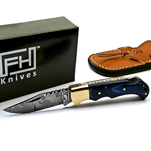 6.5 Inch Handmade Damascus Pocket knife for Men Folding Knife with...