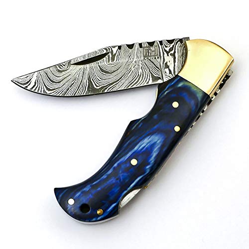 6.5 Inch Handmade Damascus Pocket knife for Men Folding Knife with...