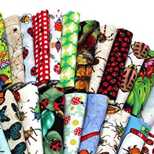 10 Fat Quarters - Assorted Bugs Insects Creepy Crawlies Beetles Mo...
