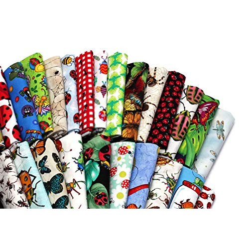 10 Fat Quarters - Assorted Bugs Insects Creepy Crawlies Beetles Mo...