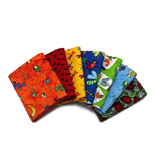 10 Fat Quarters - Assorted Bugs Insects Creepy Crawlies Beetles Mo...