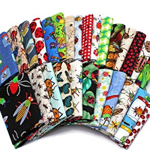 10 Fat Quarters - Assorted Bugs Insects Creepy Crawlies Beetles Mo...