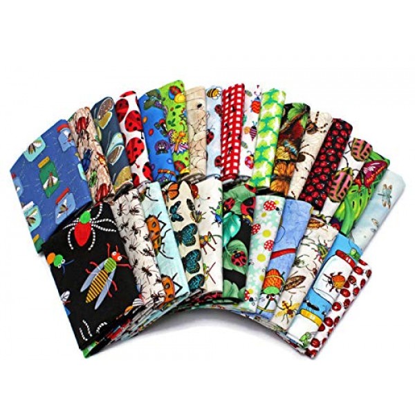 10 Fat Quarters - Assorted Bugs Insects Creepy Crawlies Beetles Mo...