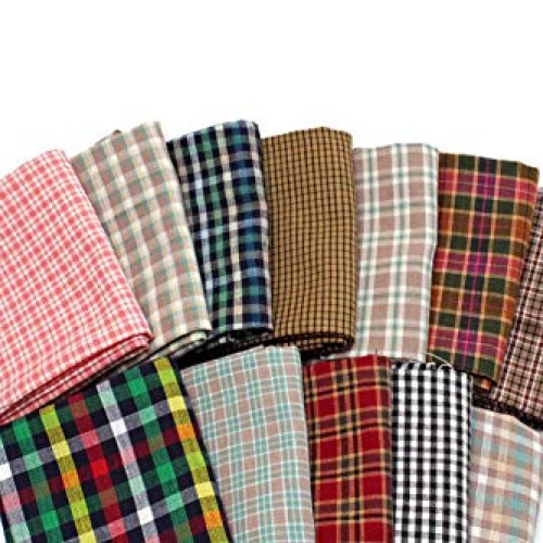 10 Fat Quarters - Assorted Homespun Yarn Dyes Rustic Woven Plaid C...