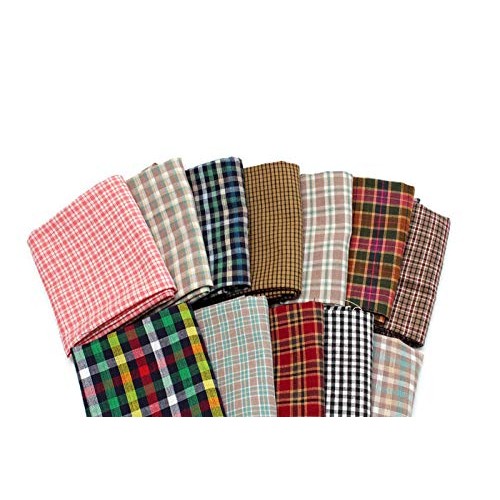 10 Fat Quarters - Assorted Homespun Yarn Dyes Rustic Woven Plaid C...