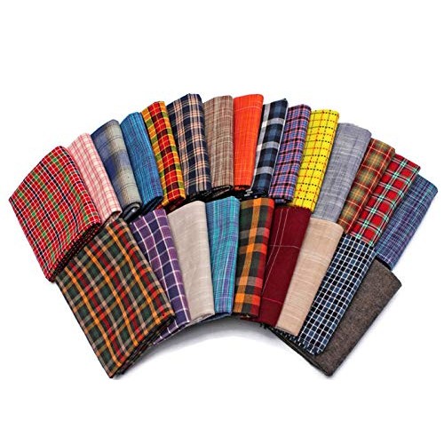 10 Fat Quarters - Assorted Homespun Yarn Dyes Rustic Woven Plaid C...