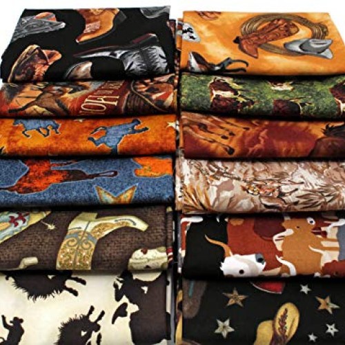 10 Fat Quarters - Assorted Western Cowboys Old West Out West Horse...