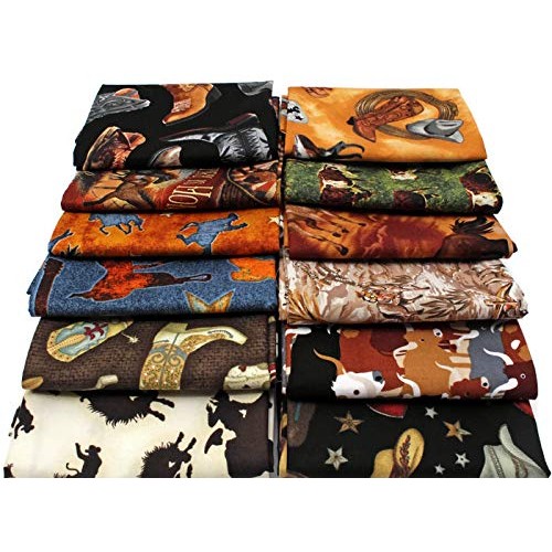 10 Fat Quarters - Assorted Western Cowboys Old West Out West Horse...