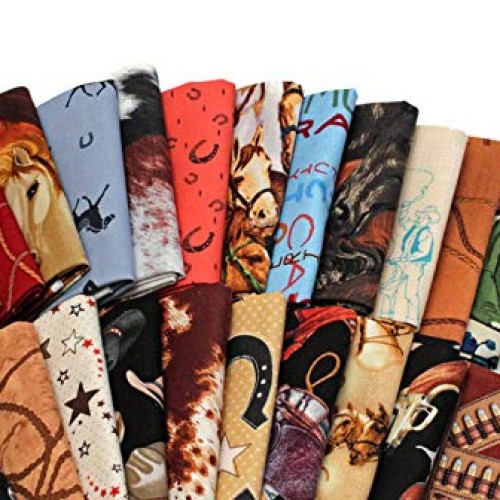 10 Fat Quarters - Assorted Western Cowboys Old West Out West Horse...