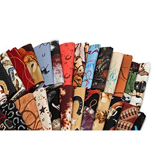10 Fat Quarters - Assorted Western Cowboys Old West Out West Horse...