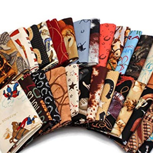 10 Fat Quarters - Assorted Western Cowboys Old West Out West Horse...