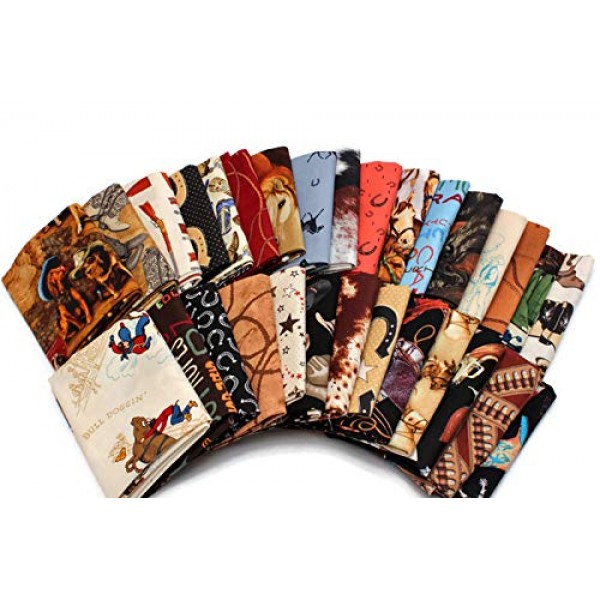 10 Fat Quarters - Assorted Western Cowboys Old West Out West Horse...
