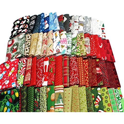 10 Fat Quarters - Christmas Assorted Fat Quarter Bundle Holiday Fe...